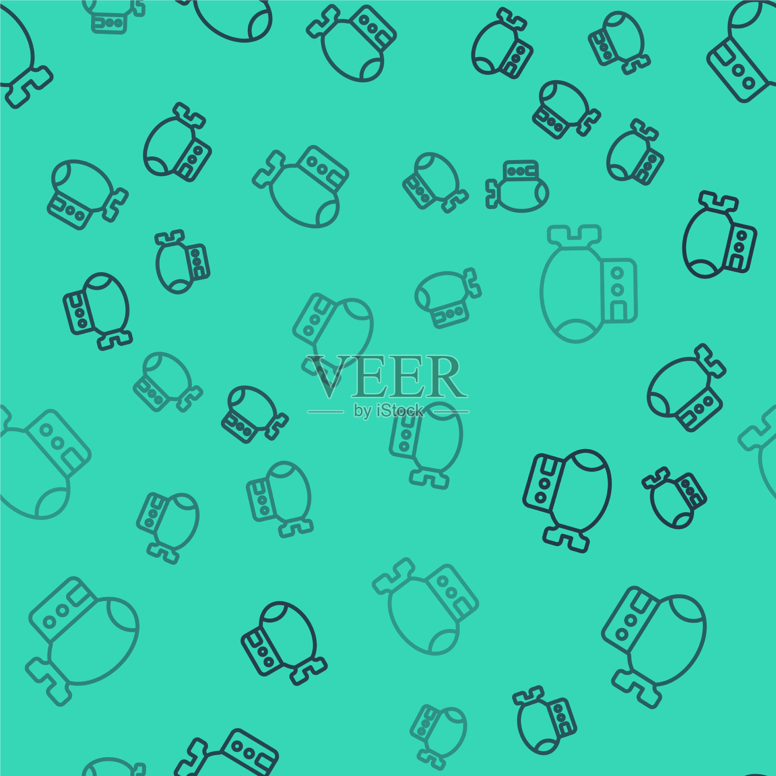 黑线飞艇图标隔离无缝模式插画图片素材