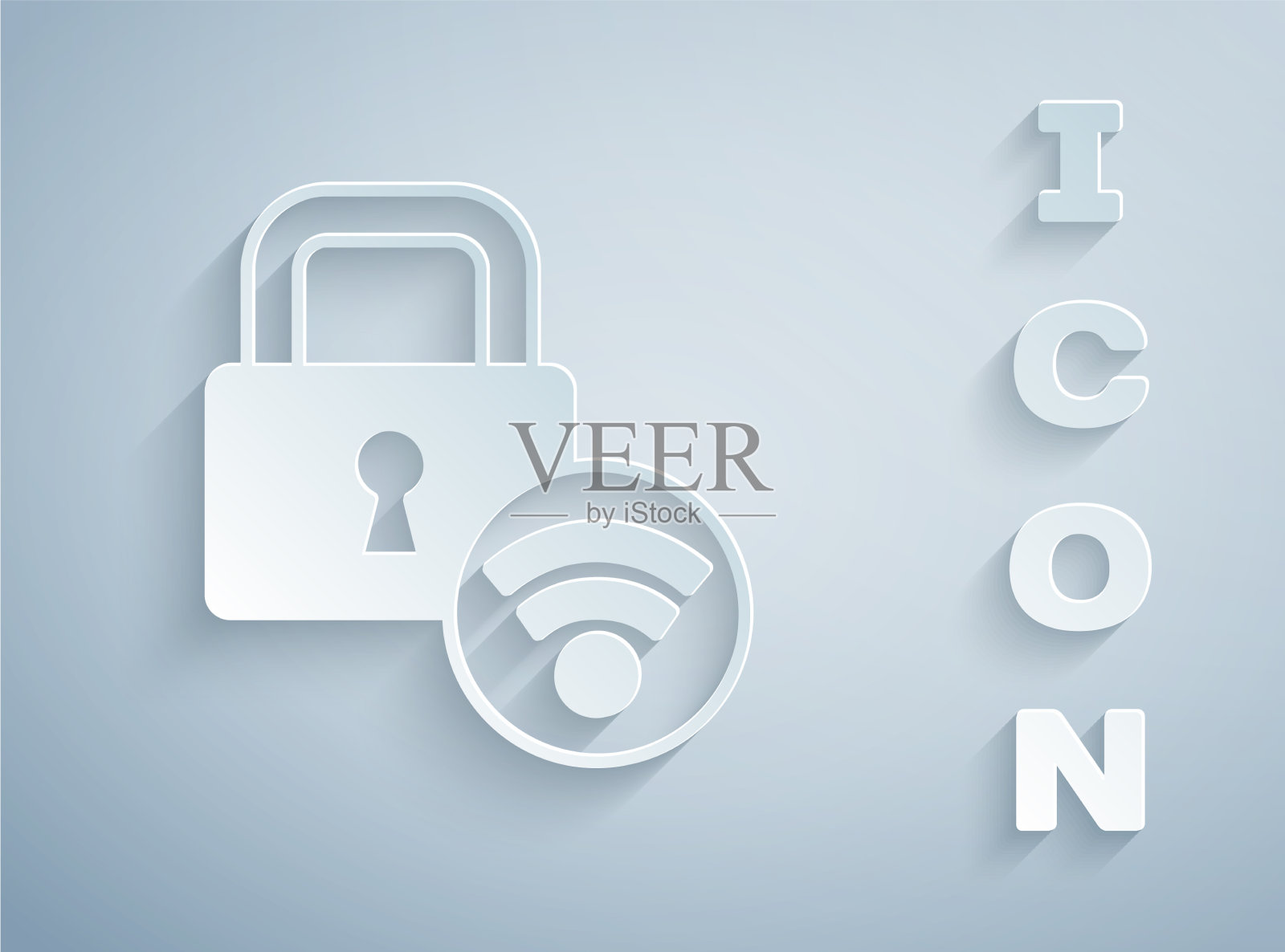 剪纸数字门锁与无线插画图片素材