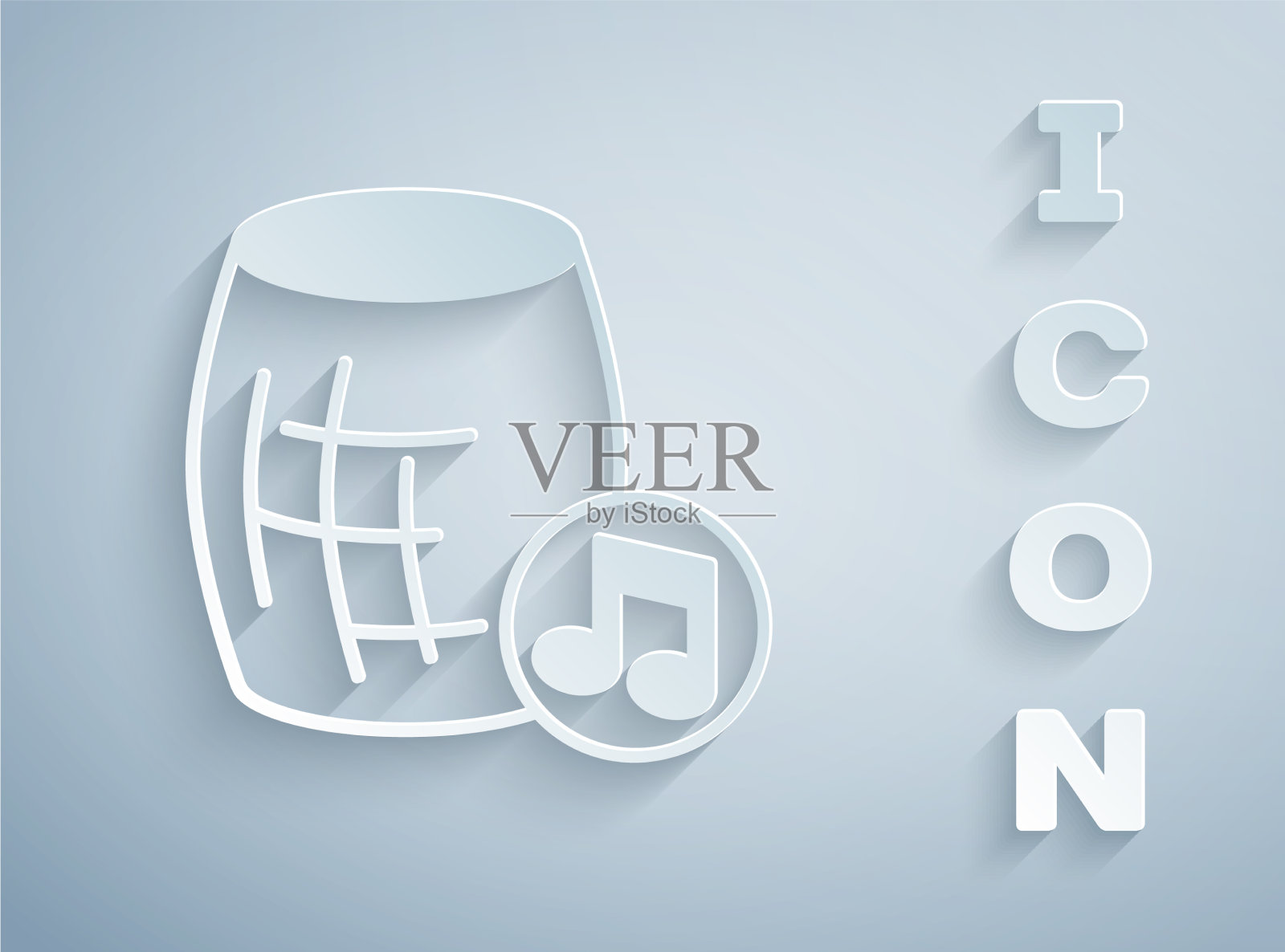 剪纸语音助手图标孤立在灰色插画图片素材