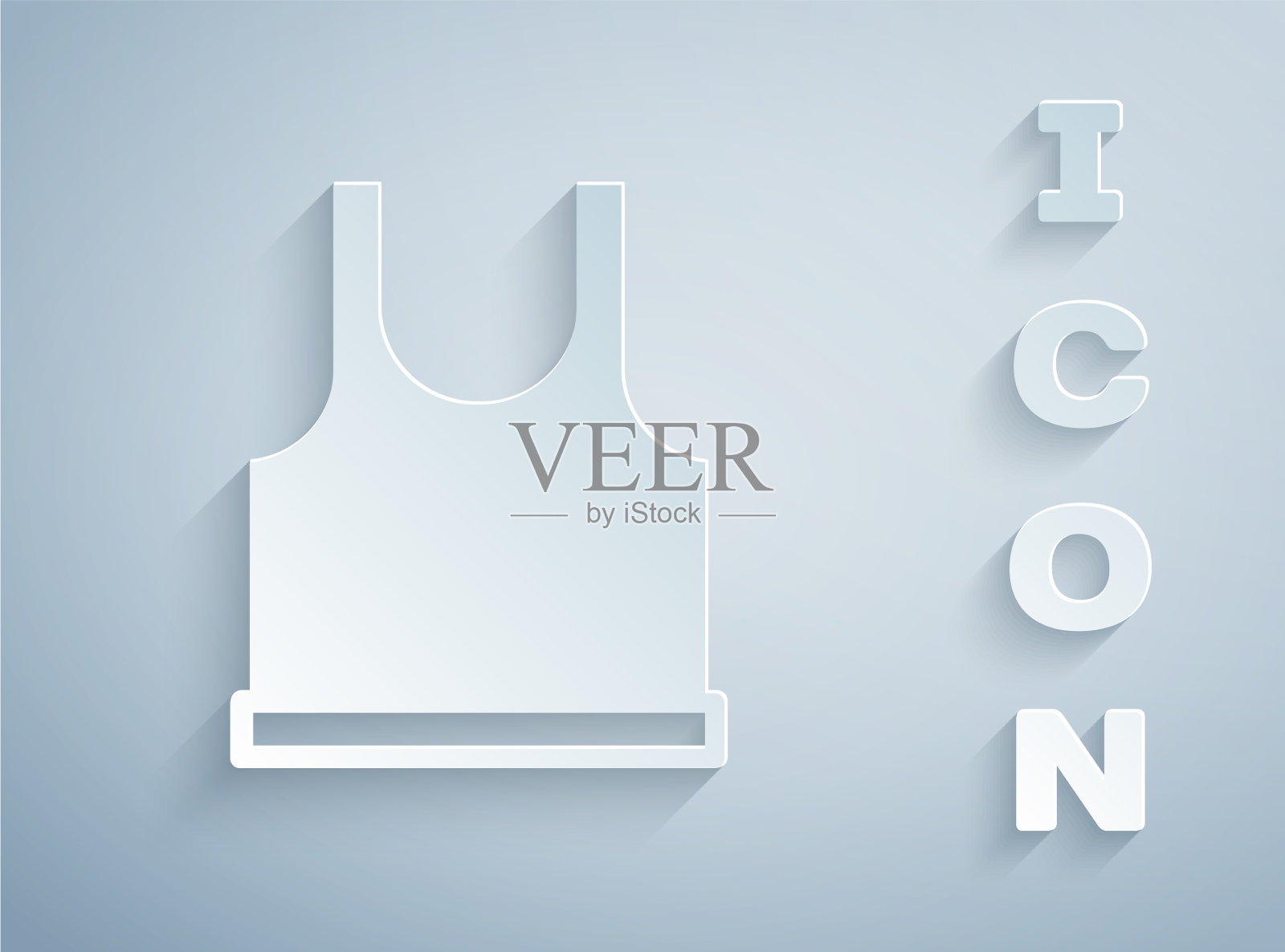 剪纸无袖t恤图标孤立在灰色插画图片素材