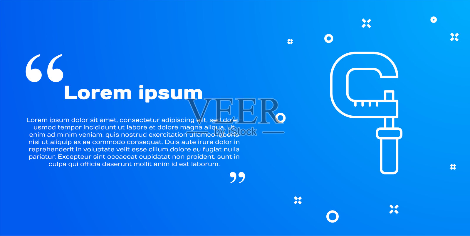 白线千分尺图标隔离在蓝色插画图片素材