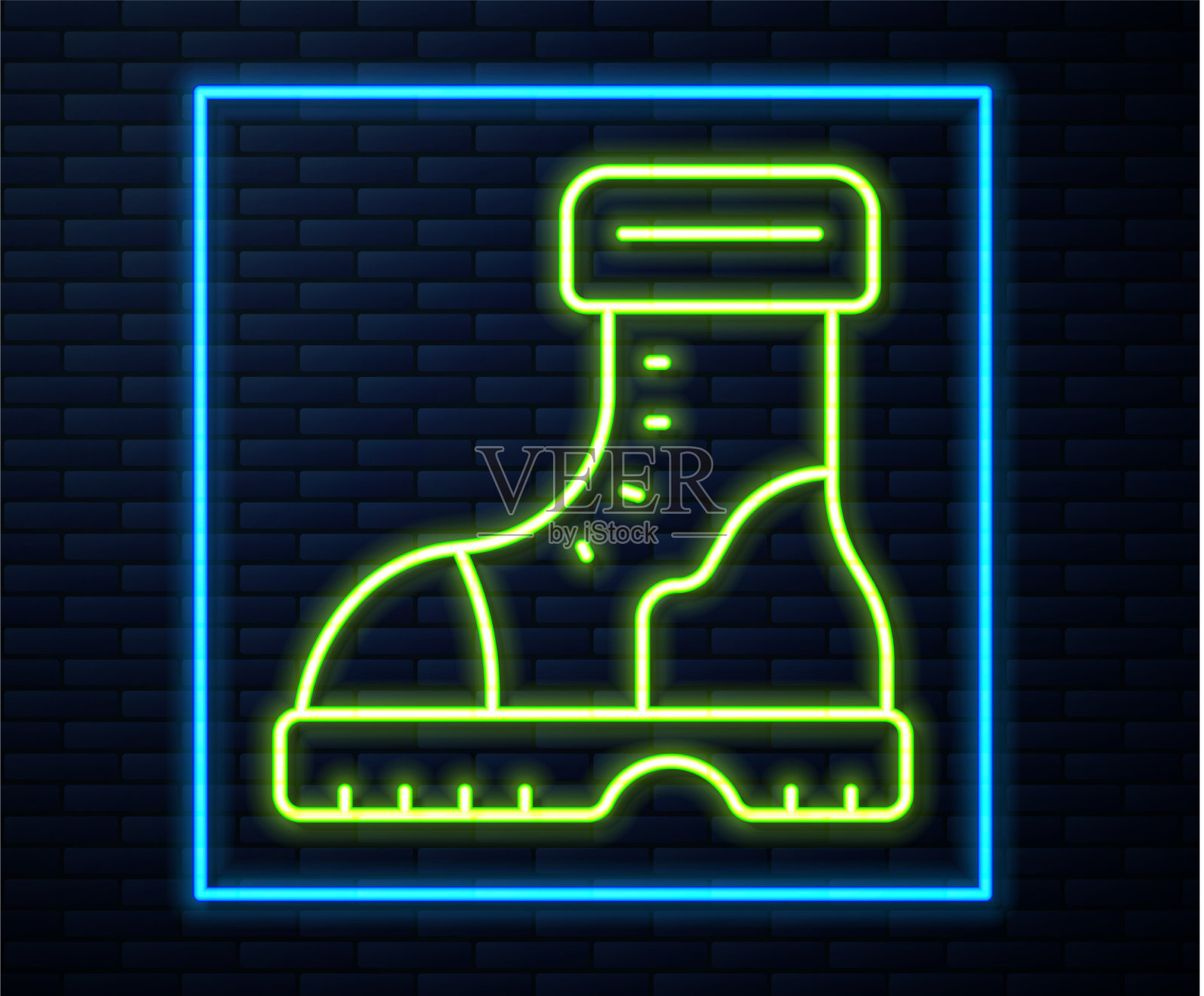 发光的霓虹灯线防水橡胶开机图标插画图片素材