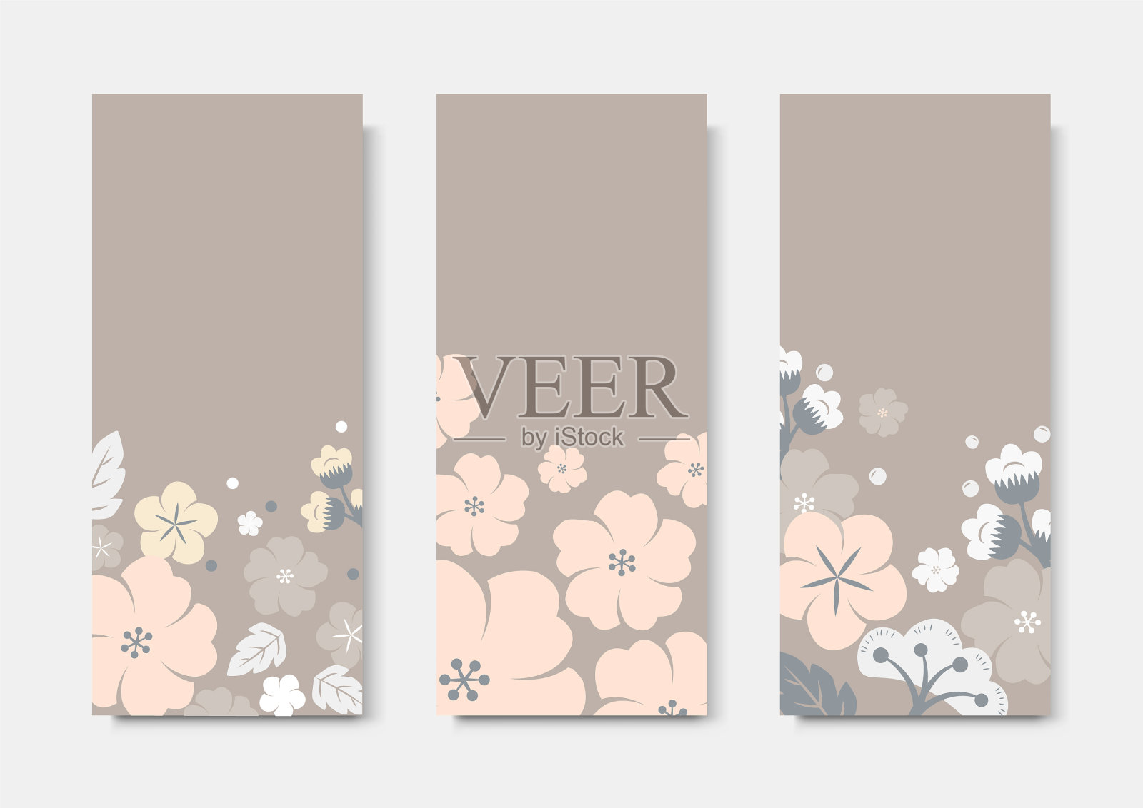 彩色花卉卡片模板集设计模板素材