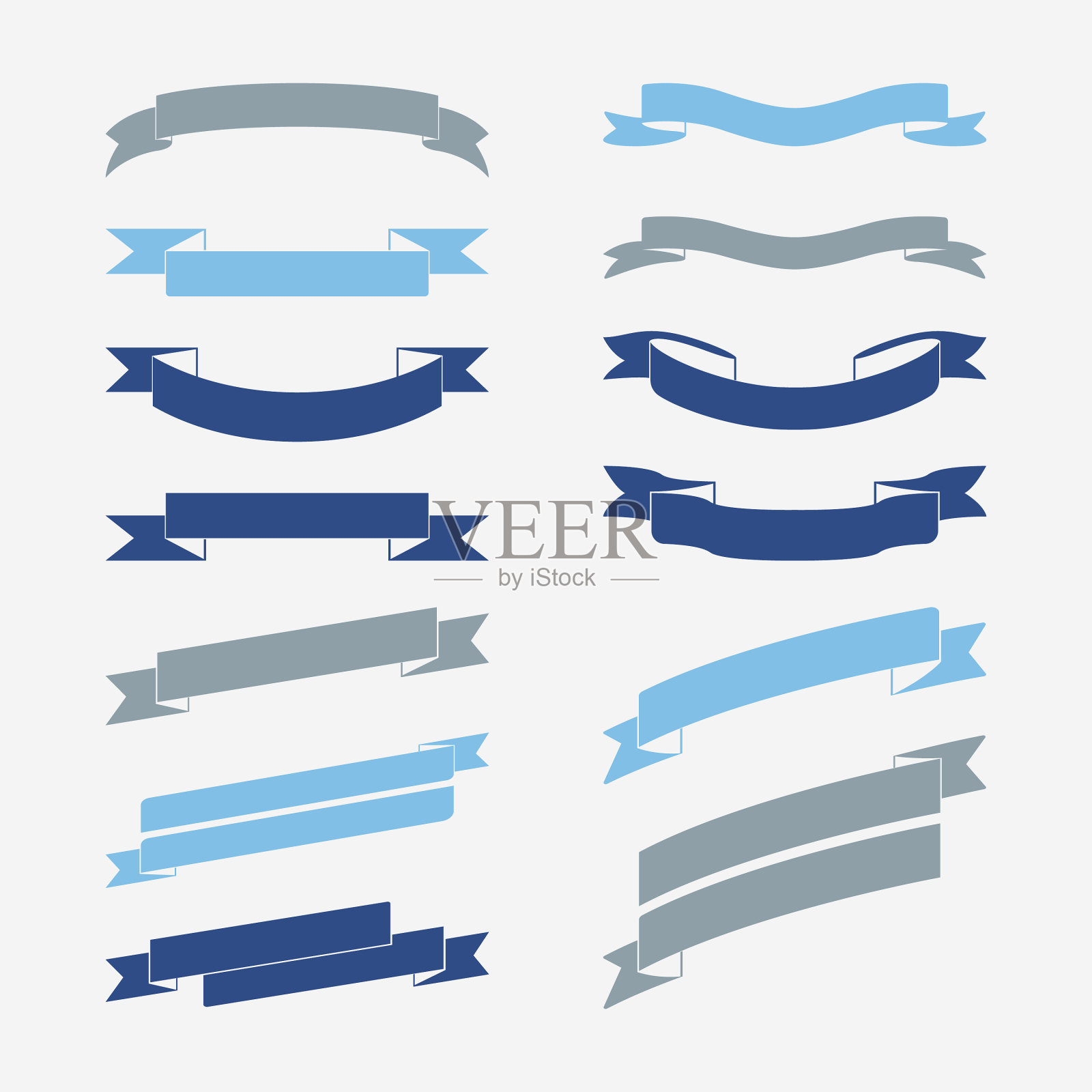 设置蓝色旗帜插画图片素材