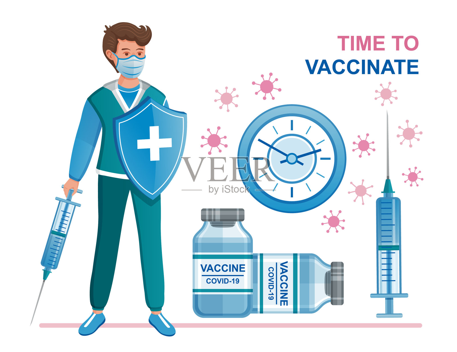 冠状病毒疫苗疫苗医生插画图片素材