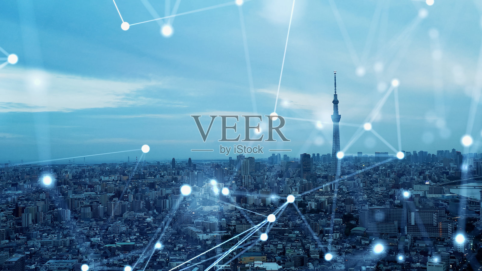 智慧城市和通信网络的概念。数字转换。照片摄影图片