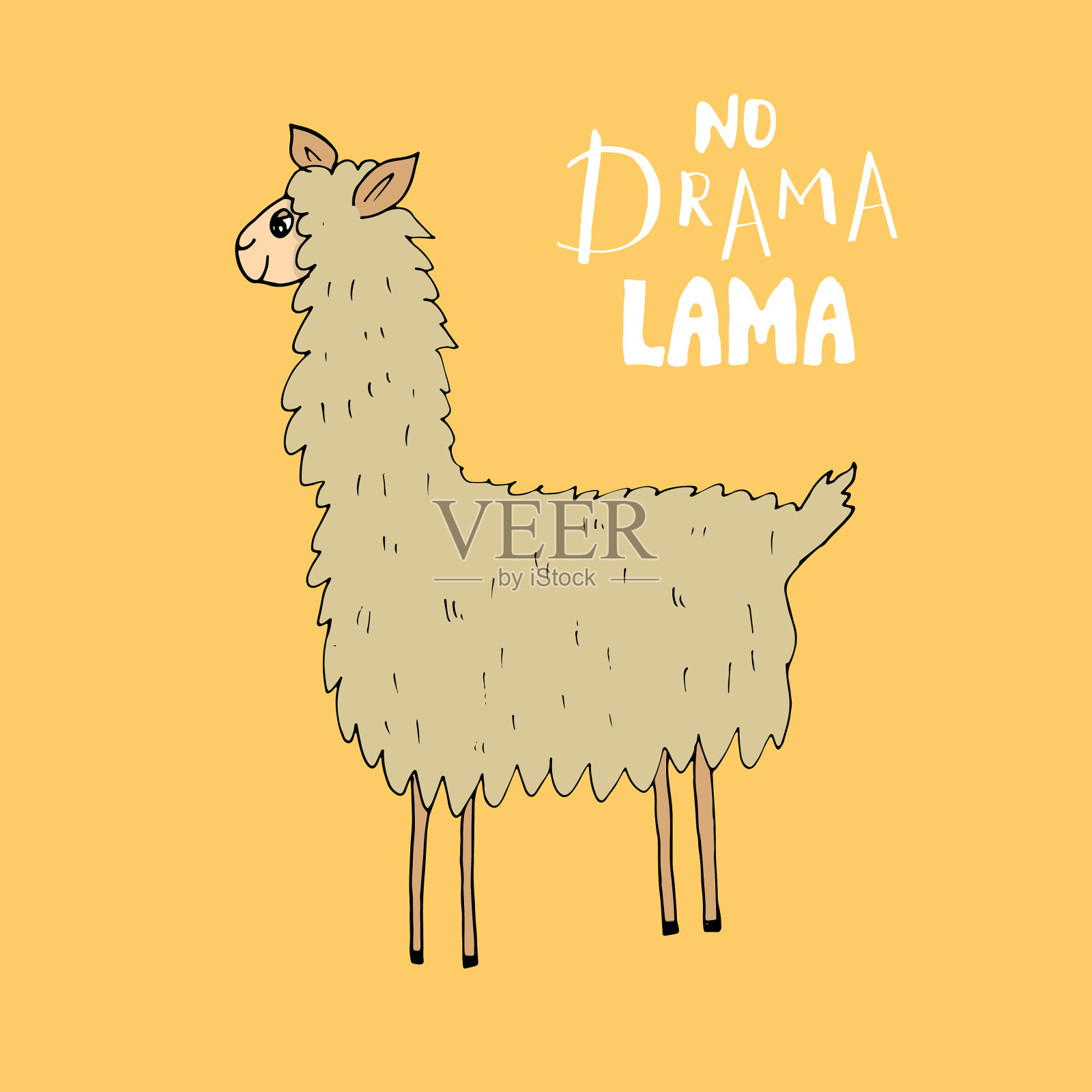 可爱的喇嘛与文字没有戏剧喇嘛卡通插画图片素材