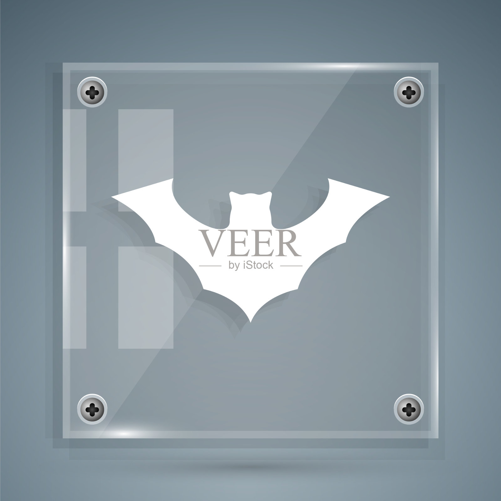 白色飞行蝙蝠图标孤立在灰色背景图标素材