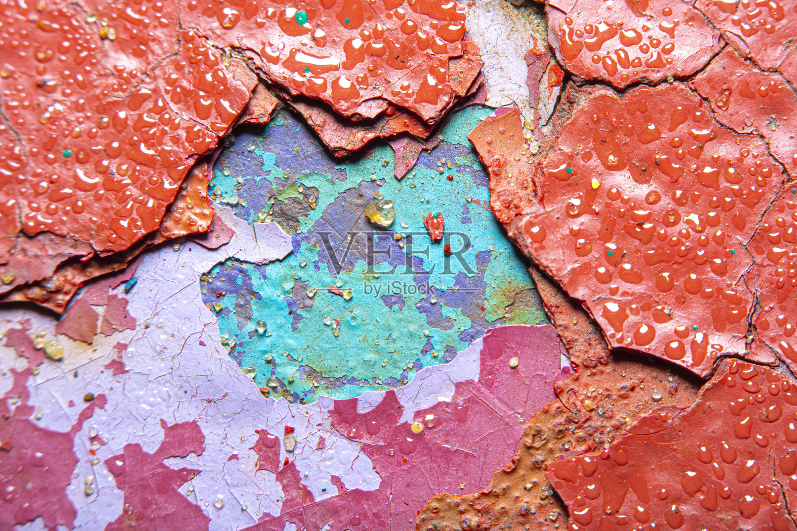 剥落的油漆,背景。清晰可见的旧油漆层。照片摄影图片