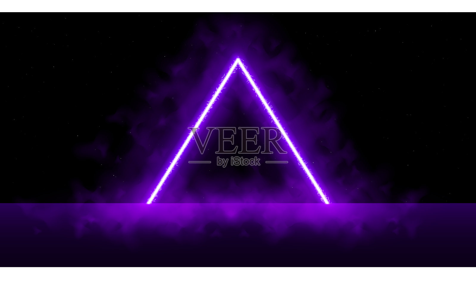 霓虹灯激光充满活力的三角形，火花，烟雾和插画图片素材