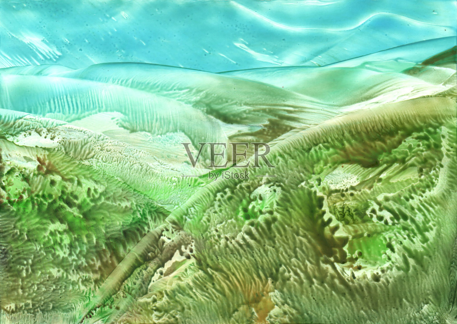 现代风景画的抽象写生与熔融颜料插画图片素材