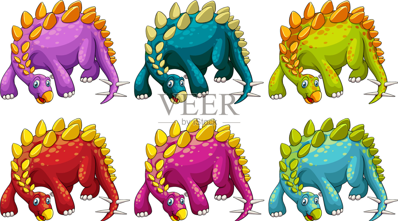 一个剑龙恐龙卡通人物插画图片素材