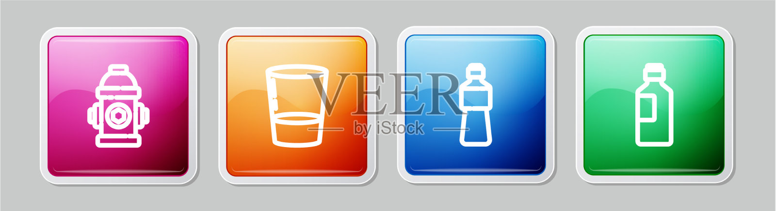 设线消火栓玻璃与水瓶图标素材