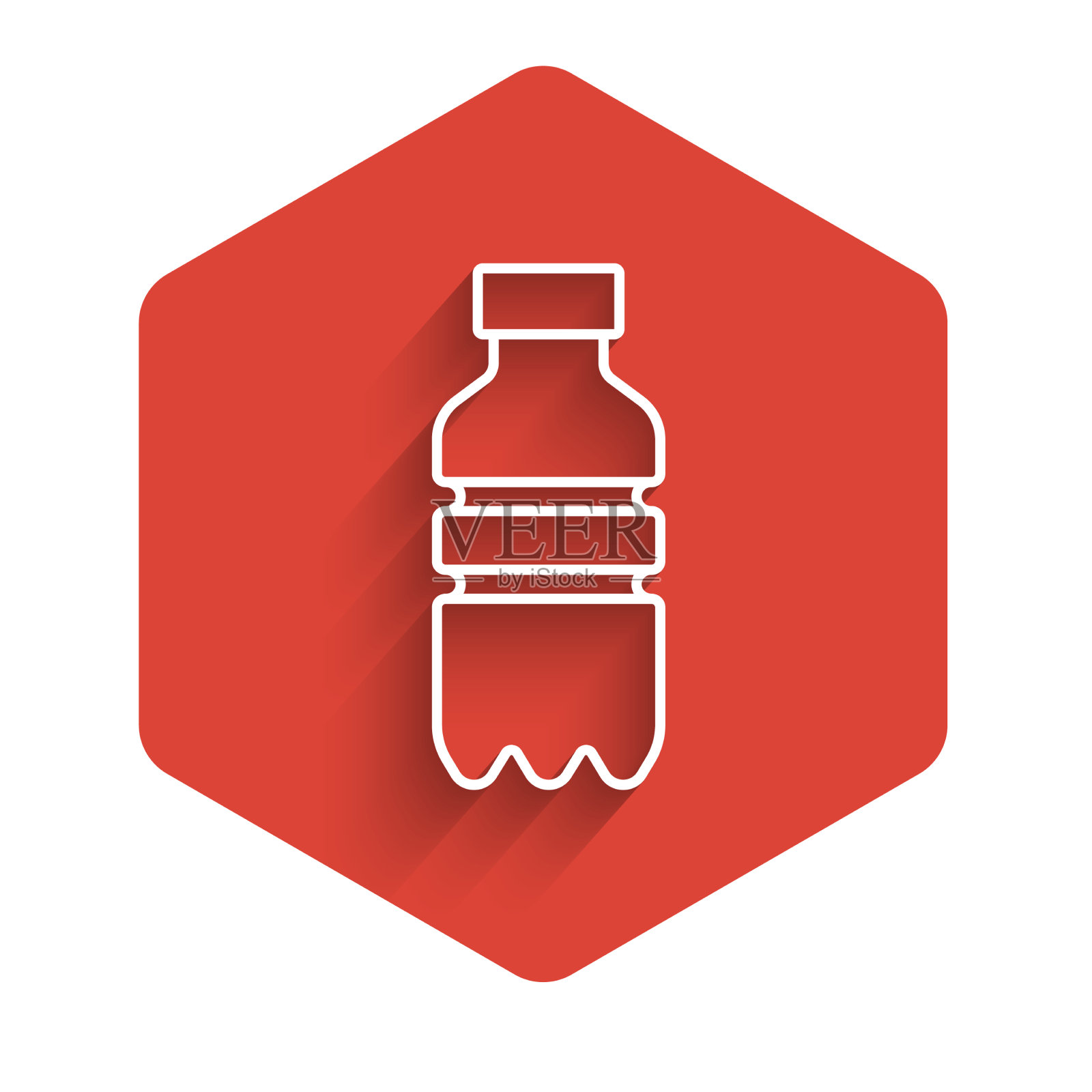 白线瓶水图标隔离与长插画图片素材