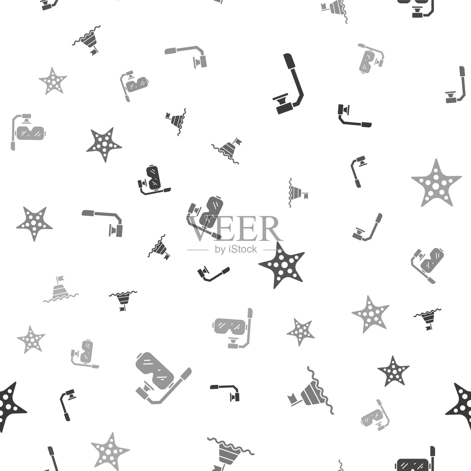 在海星上设置通气管浮筒图标素材