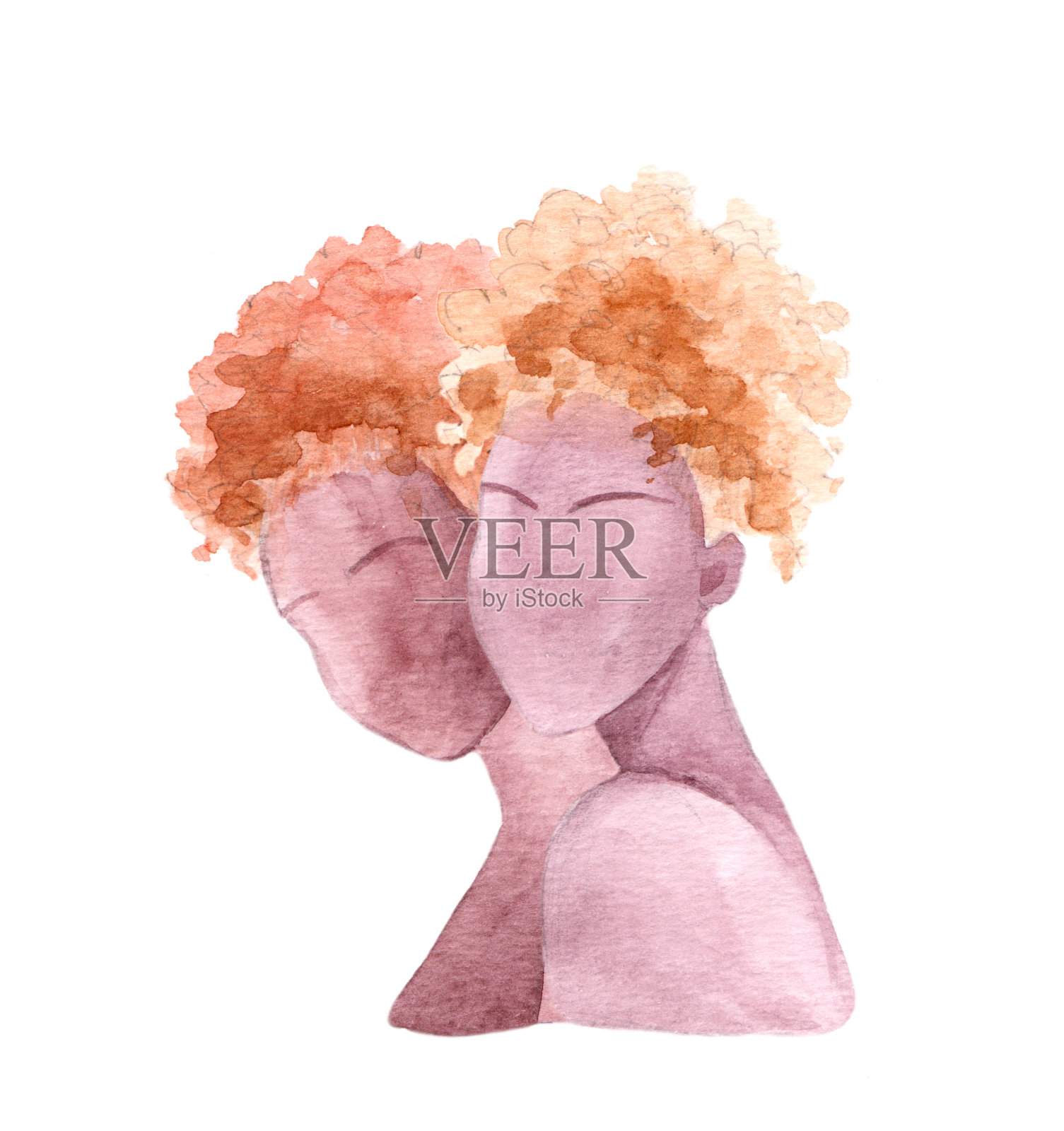 水彩美丽的非洲妇女。绘画时装插图。插画图片素材