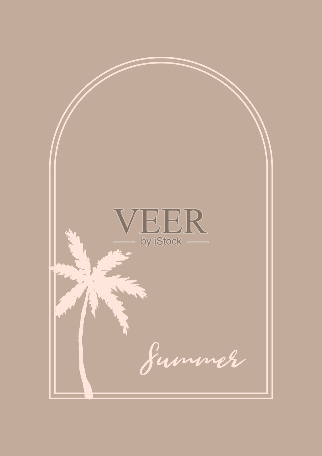 夏日现代设计与手绘棕榈树插画图片素材