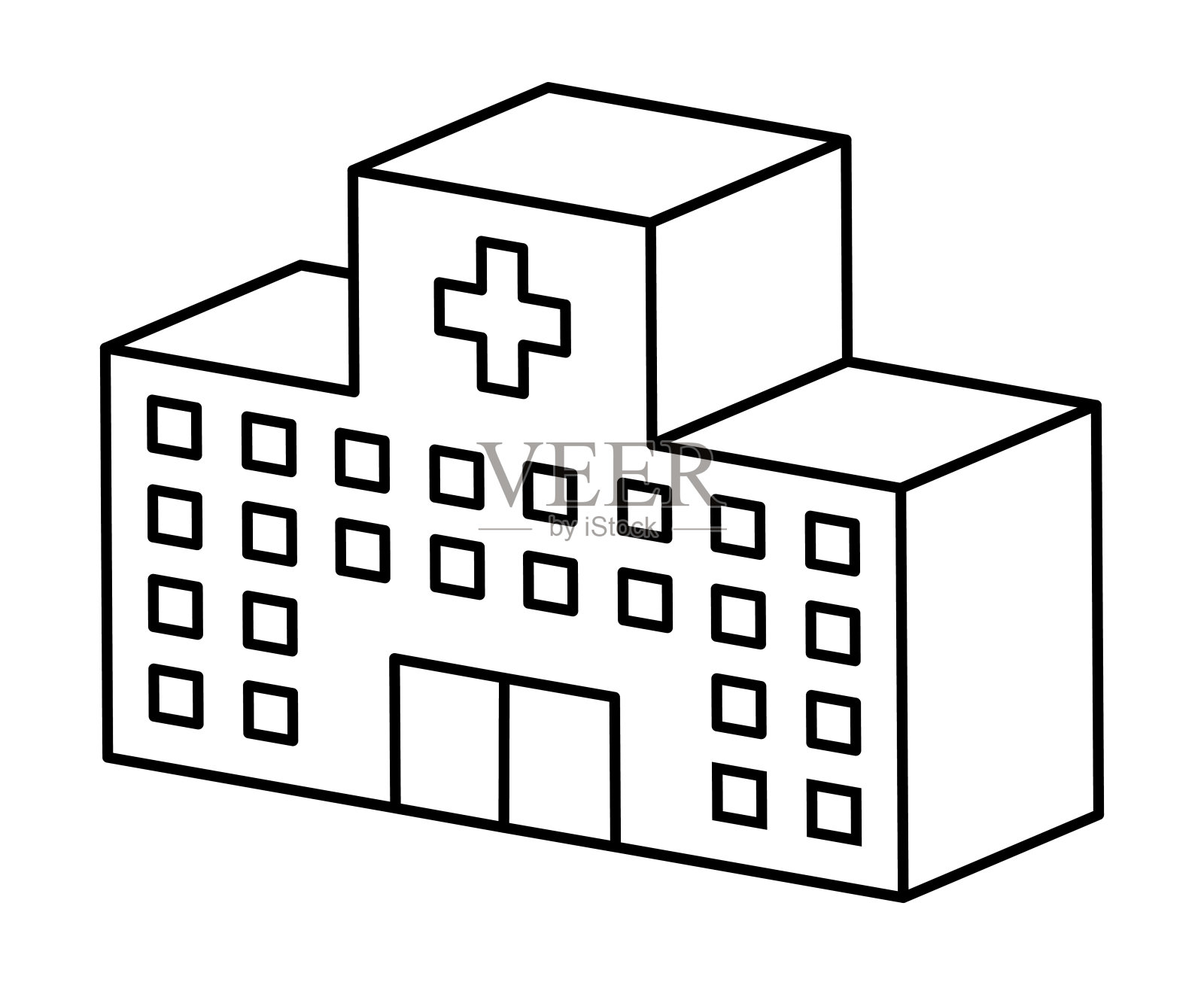 3D医院隔离矢量插图。插画图片素材