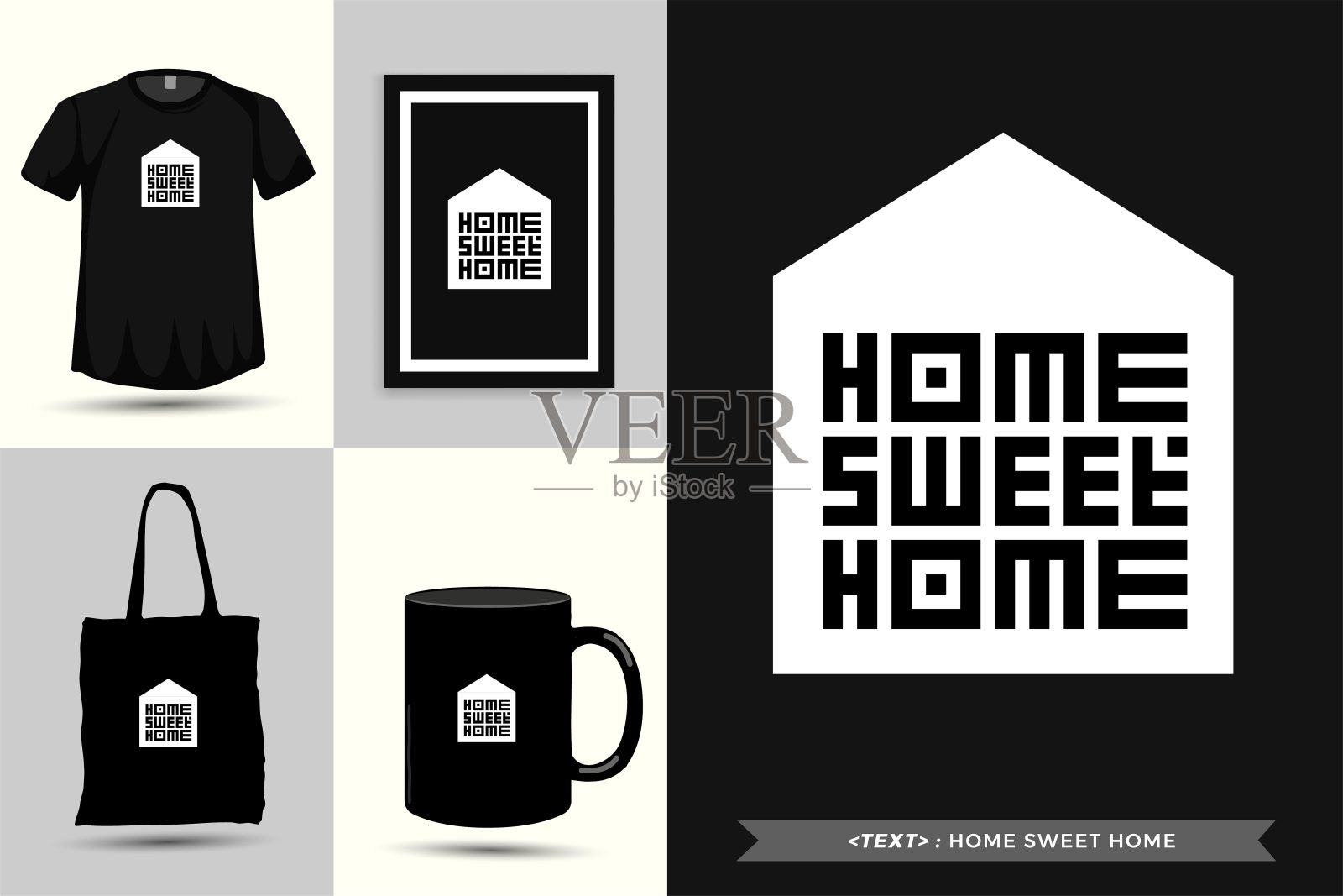 时髦的排版引用动机t恤家甜蜜的家打印。印刷字体垂直设计模板海报，马克杯，手提袋，衣服，和商品插画图片素材
