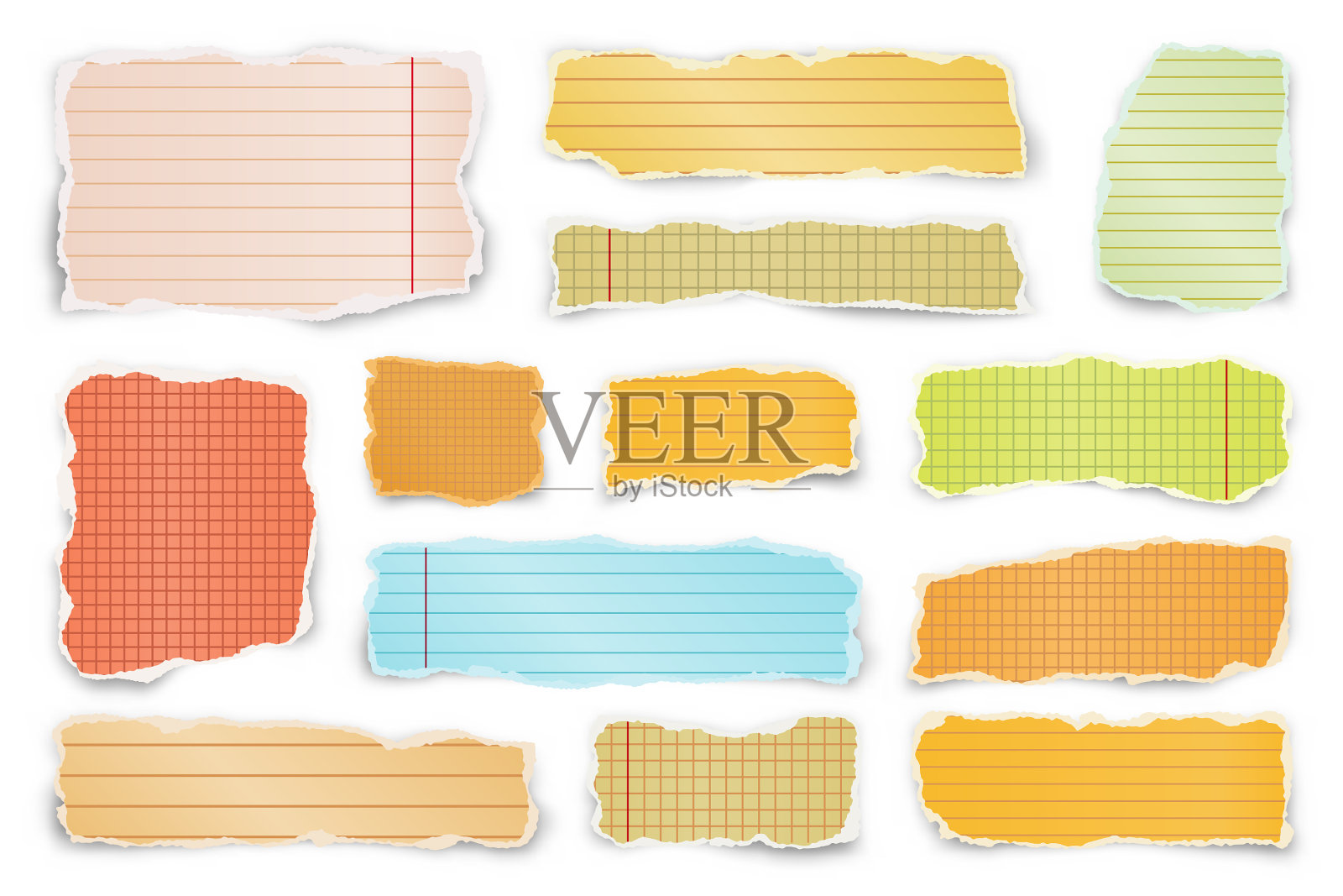 撕掉的彩色纸带逼真地皱了起来插画图片素材