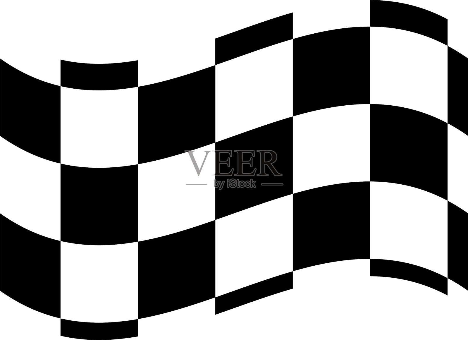 方格旗飘扬，波浪形同赛马旗插画图片素材