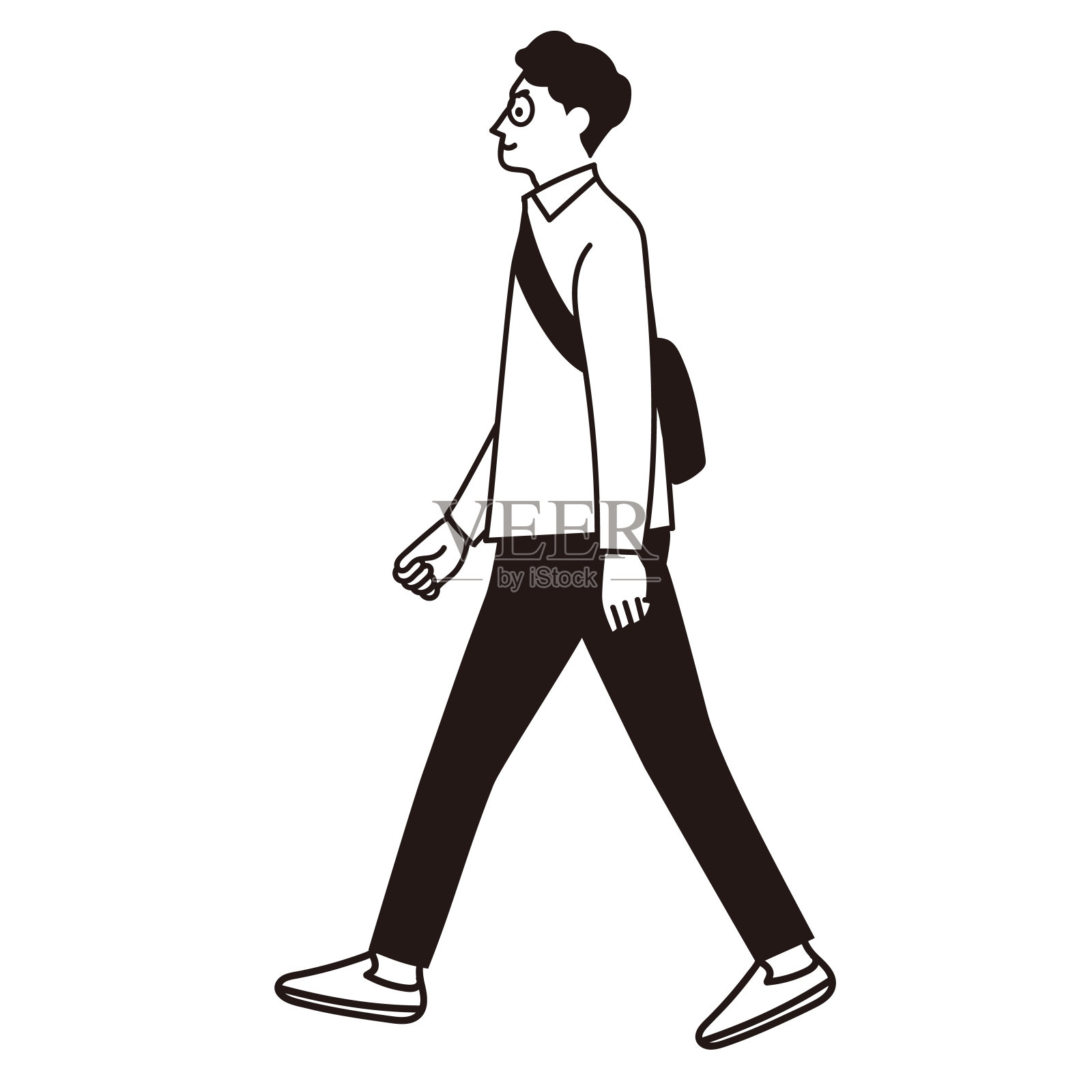 一个商人行走的全身向量。插画图片素材