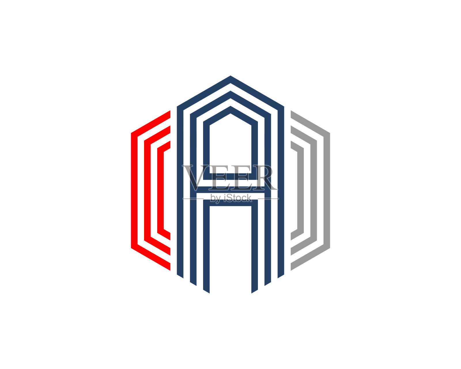 一种带有六边形标志的字母线插画图片素材