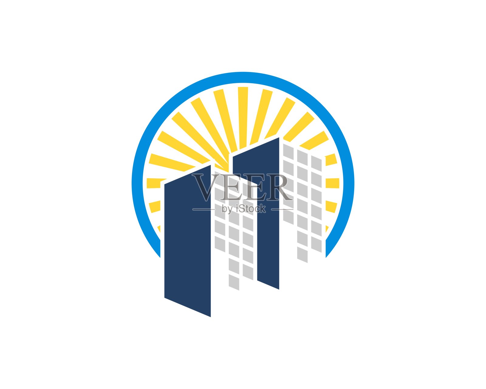 抽象建筑和阳光圆形图案插画图片素材