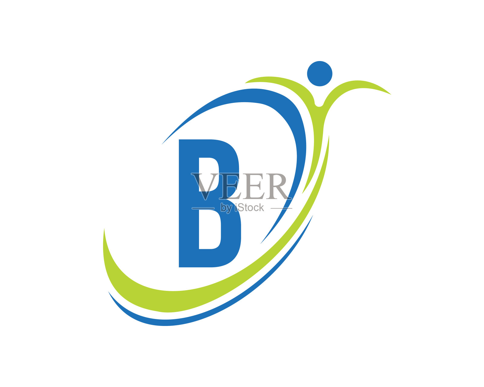 健身标志设计。生物、健康图标。医学标志设计采用字母B的概念图标素材