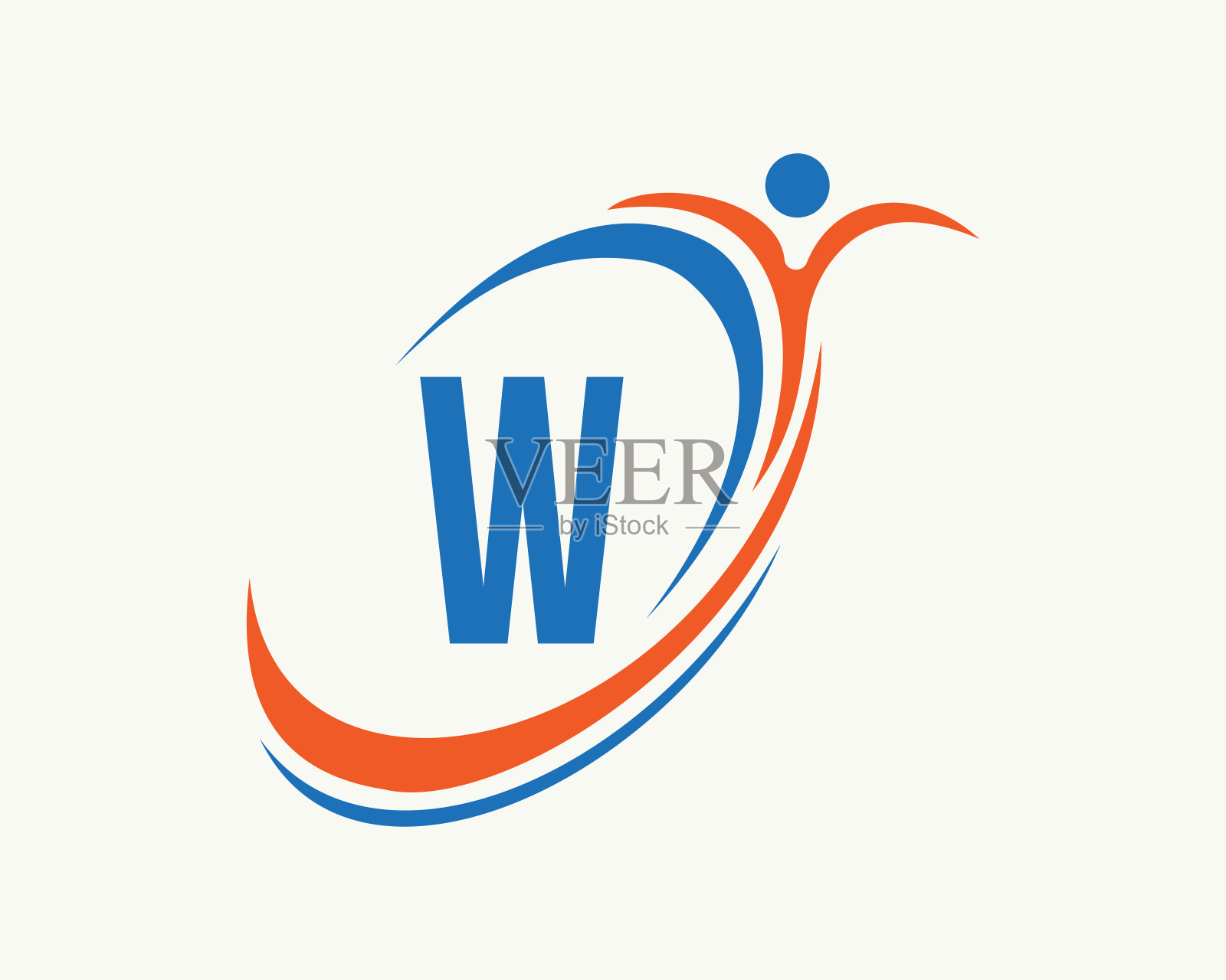 健身标志设计。生物、健康图标。医学标志设计与W字母概念设计元素图片