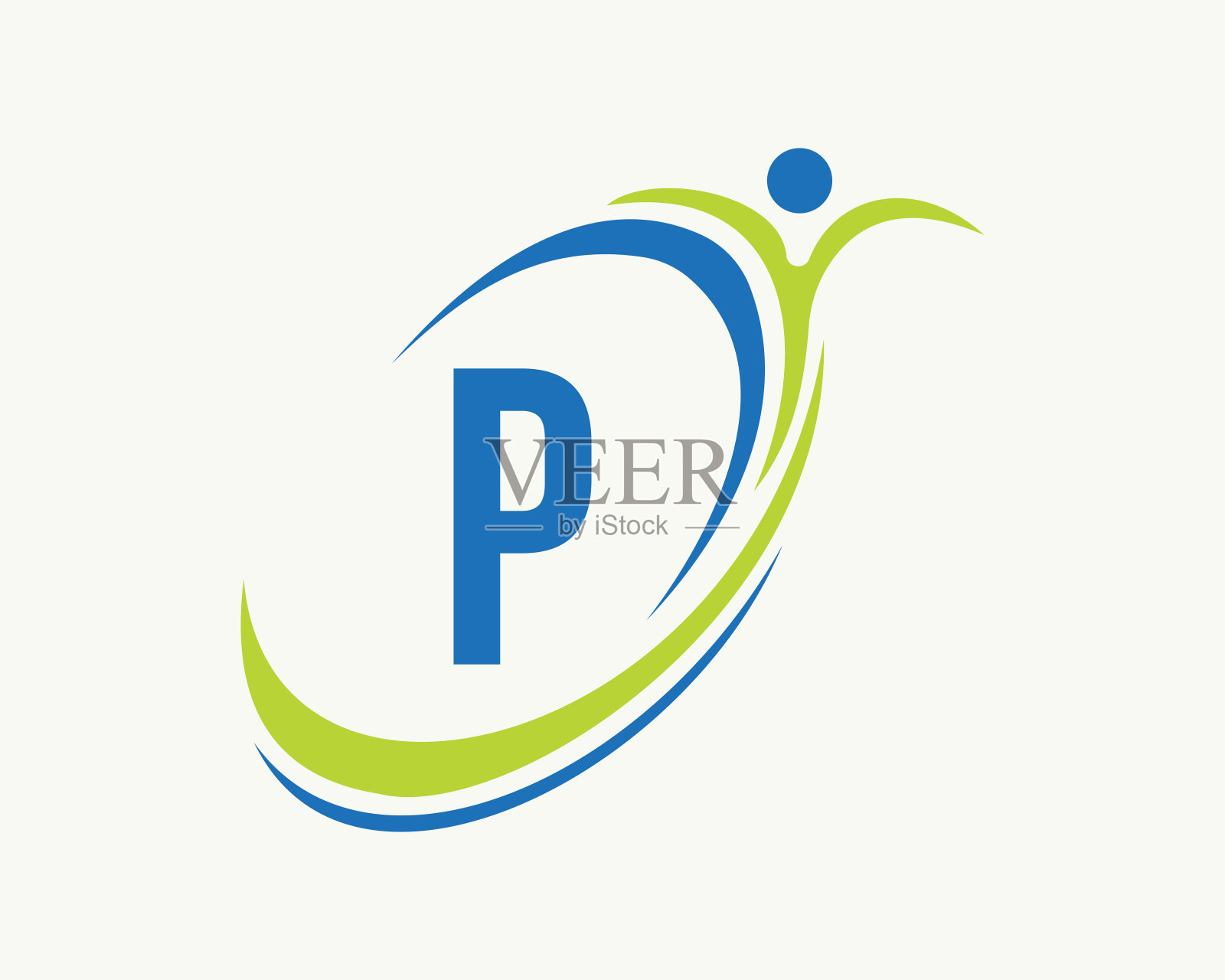 健身标志设计。生物、健康图标。医学标志设计与P字母概念设计元素图片