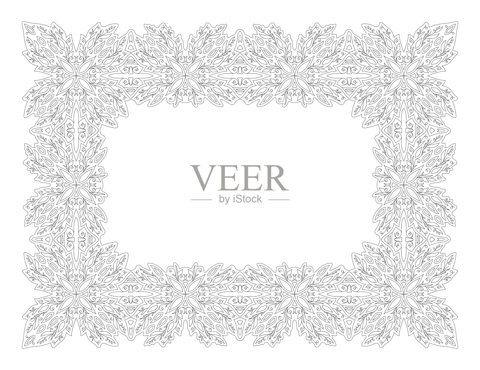 艺术着色书与复古花卉框架设计元素图片