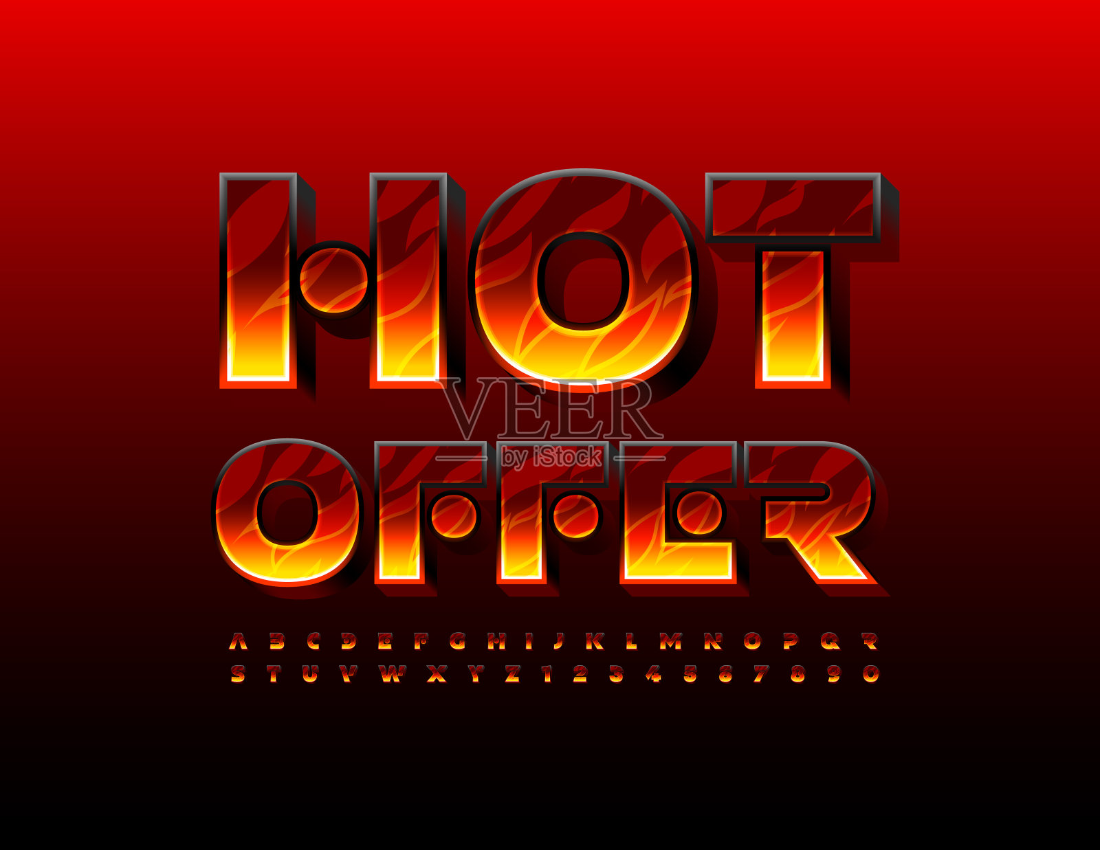 向量明亮横幅热报价。艺术字母和数字集合设计元素图片