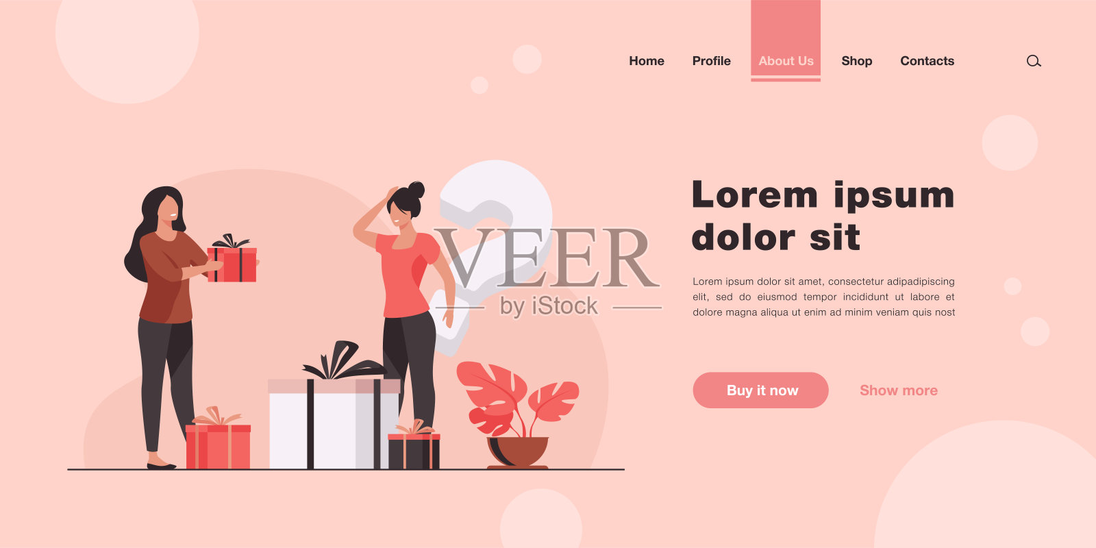 女人在商店里给女人送礼物插画图片素材