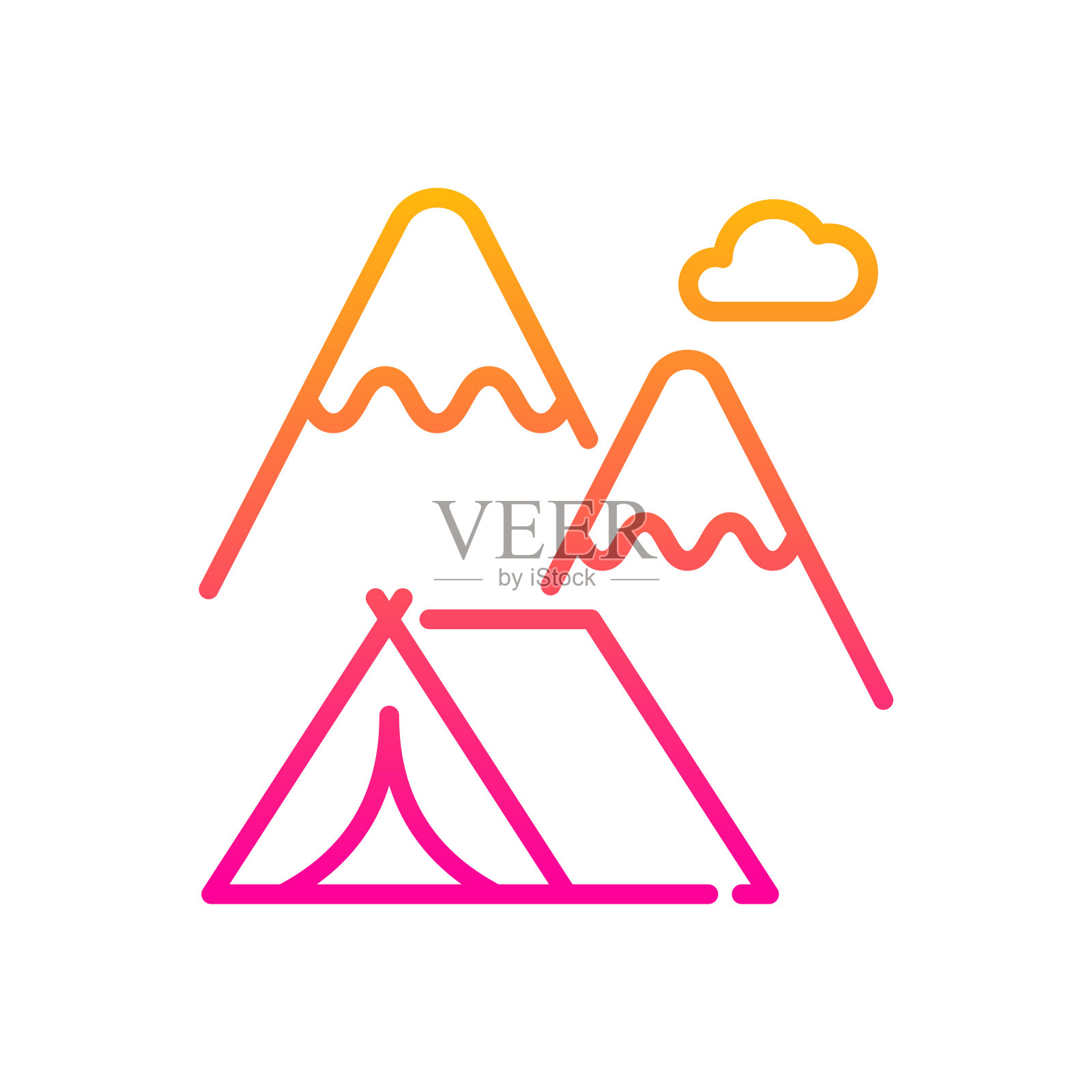 野营帐篷矢量渐变图标风格插图。EPS 10个文件插画图片素材