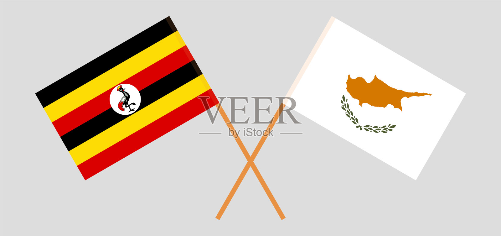 乌干达和塞浦路斯的交叉旗帜。官方色彩。正确的比例插画图片素材