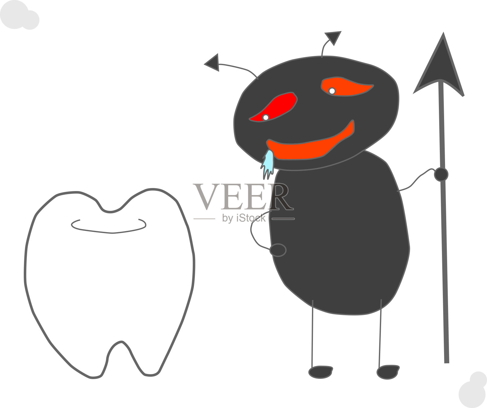 细菌和脱落的牙齿插画图片素材