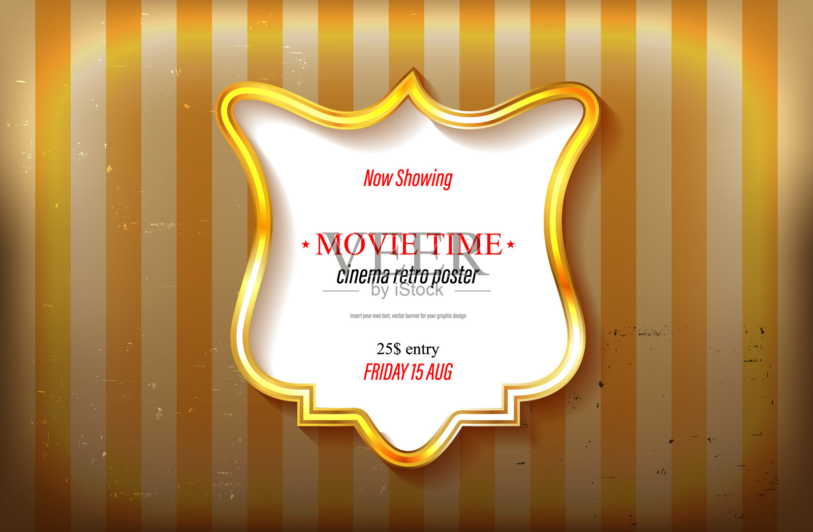 条纹墙纸上的装饰框架插画图片素材