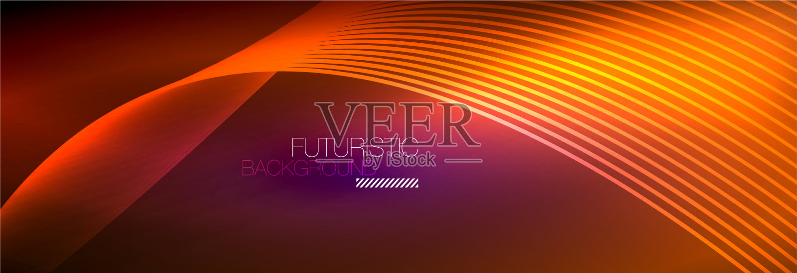 抽象的霓虹灯在黑暗中发出波浪般的光插画图片素材