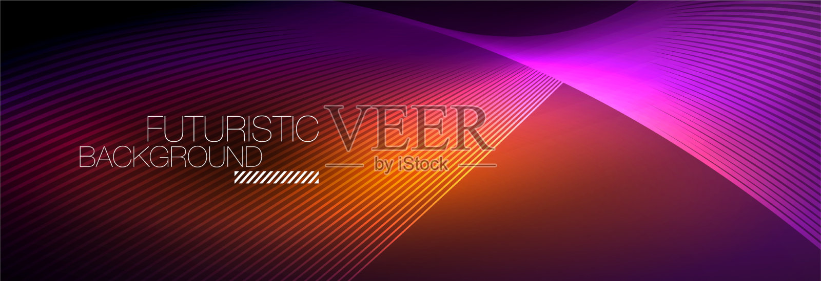 抽象的霓虹灯在黑暗中发出波浪般的光插画图片素材