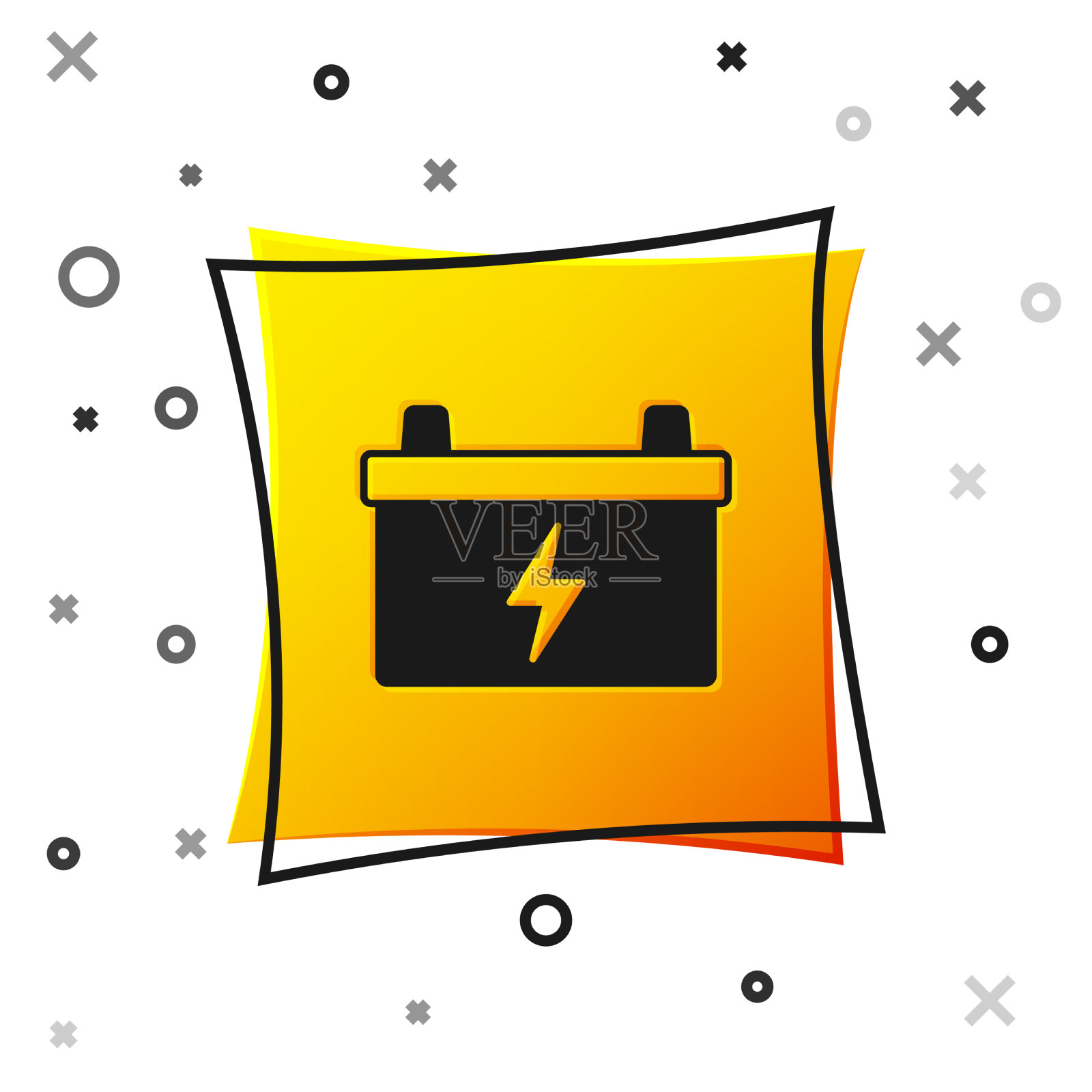 黑色汽车电池图标隔离在白色插画图片素材