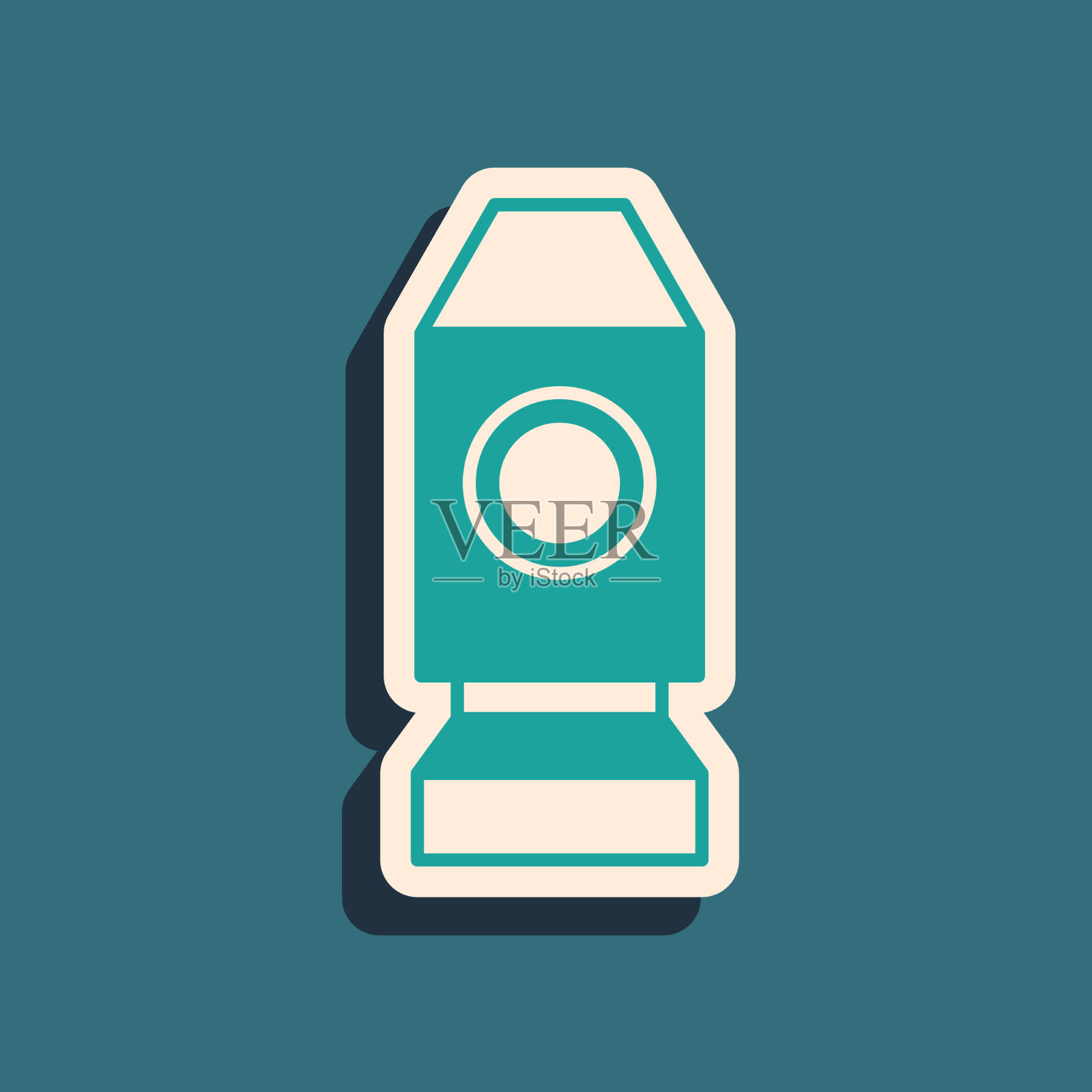 绿色火箭船图标孤立在绿色插画图片素材