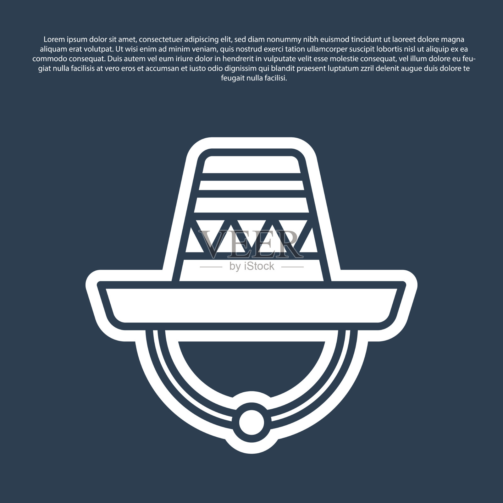 蓝线传统墨西哥草帽的图标插画图片素材