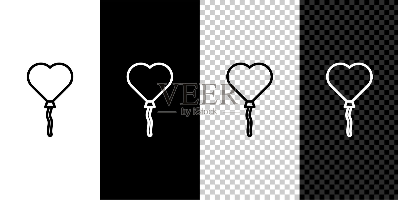 用丝带把线气球做成心形图标素材