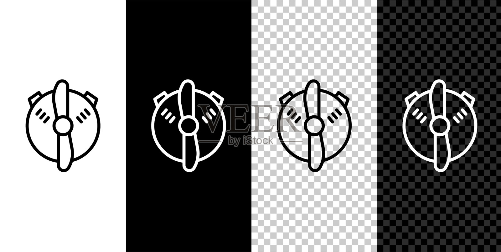 设置线平面螺旋桨图标隔离在黑色图标素材