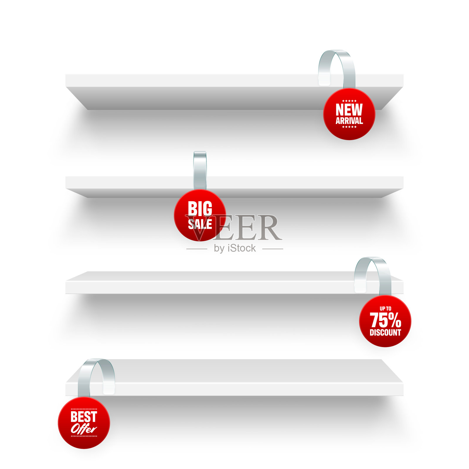 商店货架和超市促销的摇摆不定插画图片素材