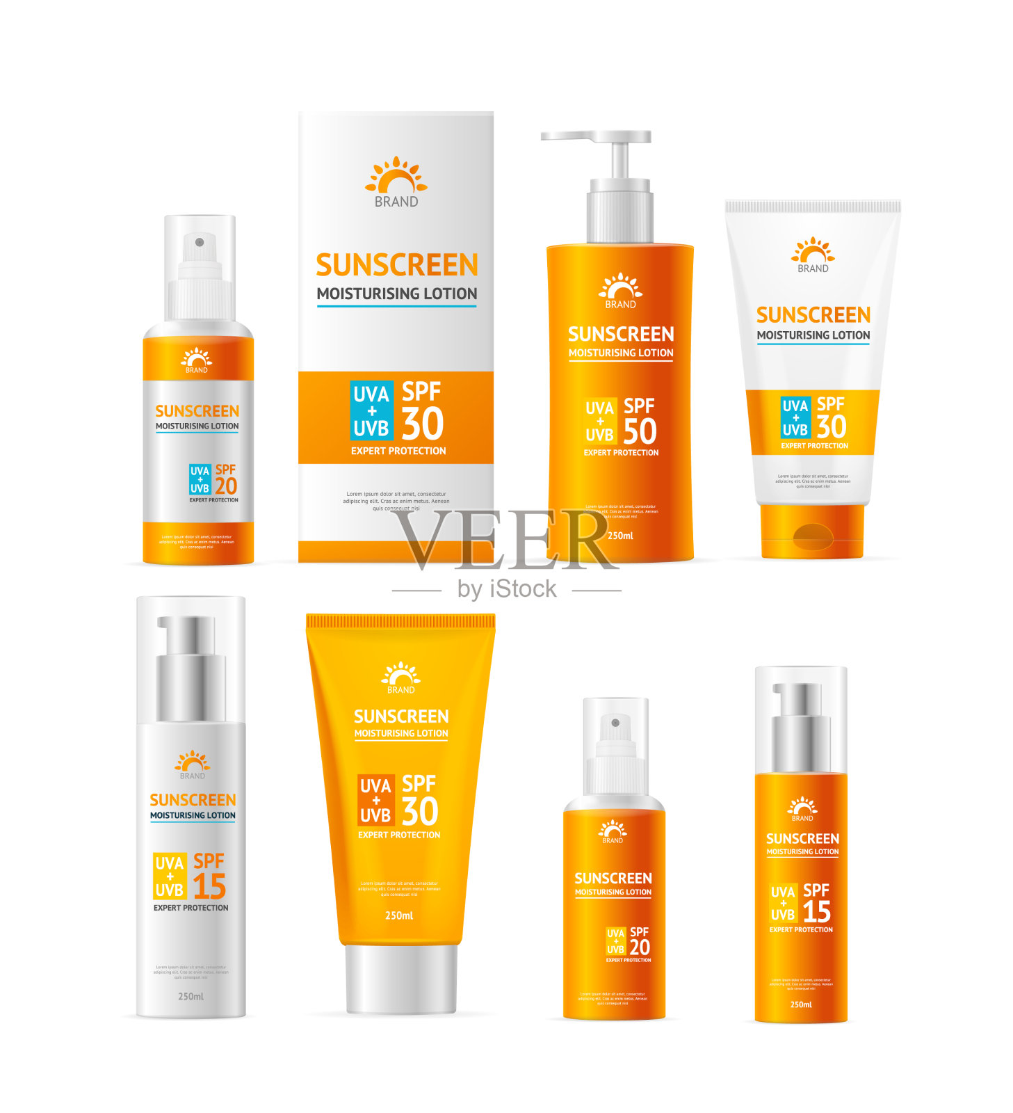 现实详细3d防晒保湿乳液插画图片素材