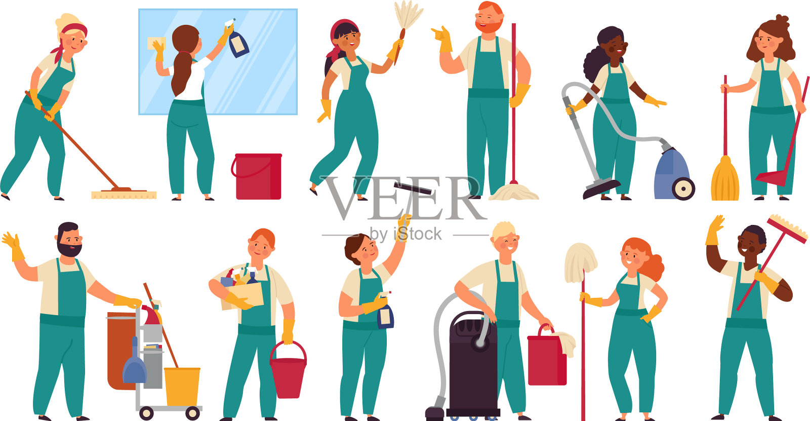 清洁服务人物制服插画图片素材