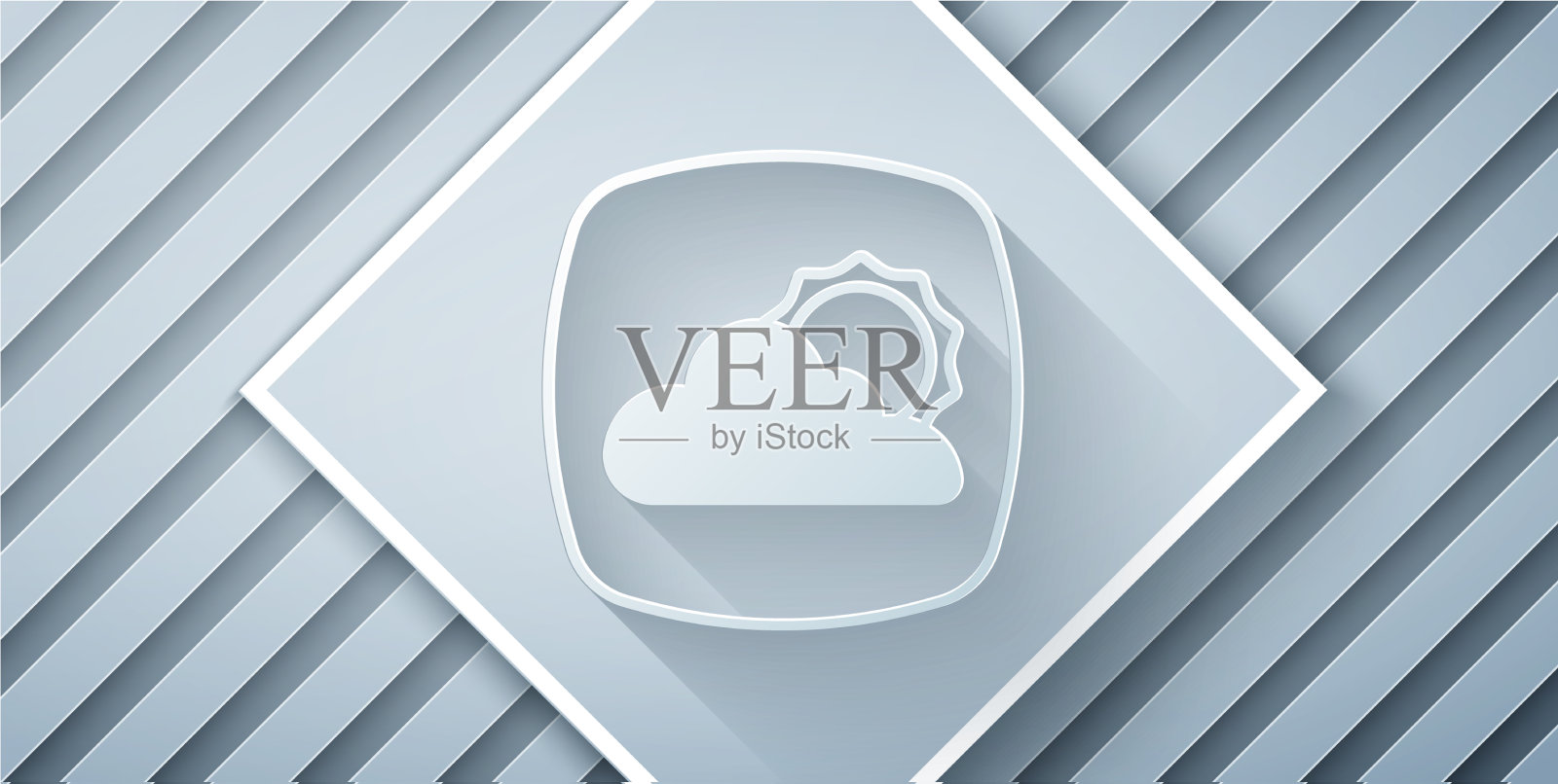 剪纸天气预报图标孤立在灰色图标素材