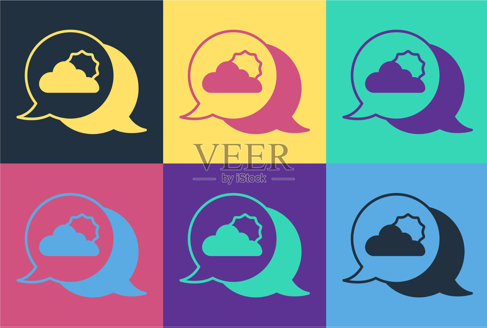 流行艺术地点云图标隔离的颜色图标素材